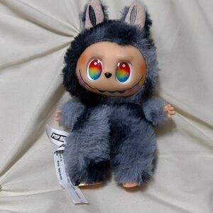 Gray Fuzzy Bunny Plush Keychain for Small Pets and Accessories